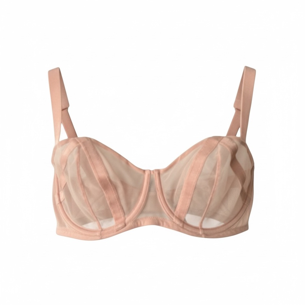 Victoria's Secret Very Sexy Luxe Sheer Mesh Unlined Balconette Bra Blush 34DD